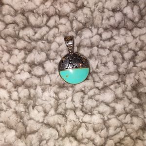 Turquoise and silver pendant (no chain)